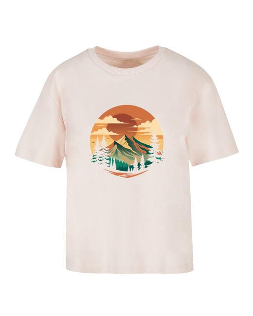 F4NT4STIC White T-Shirt 'Sonnenuntergang Berglandschaft'