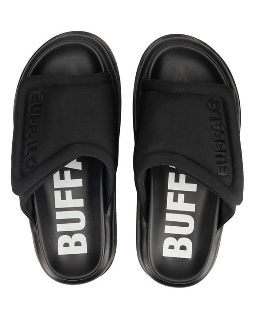 Buffalo Black Pantolette Palma Velcro