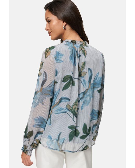 Zero Blue Chiffonbluse Mit Blätterdruck