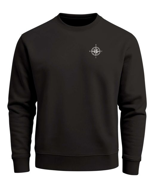 Neverless Sweatshirt Kompass in Black für Herren