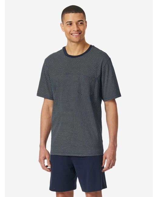 Schiesser Pyjama Kurz Comfort Essentials in Blue für Herren