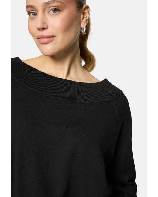 Zero Black Strickpullover Mit Carmenausschnitt
