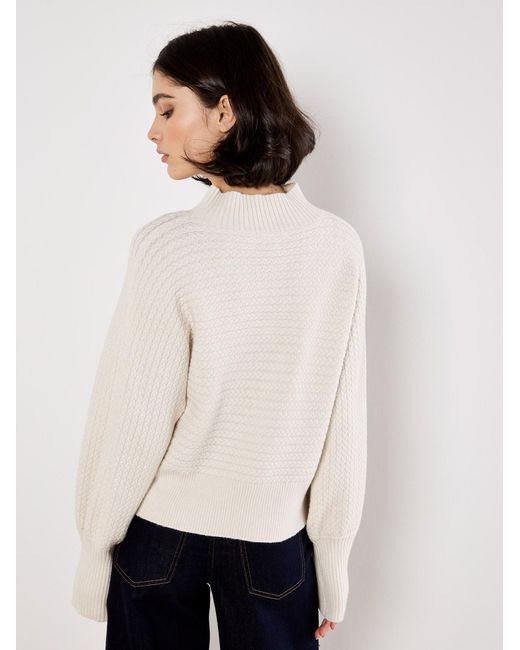Apricot White Twisted Cable Knit Batwing Jumper