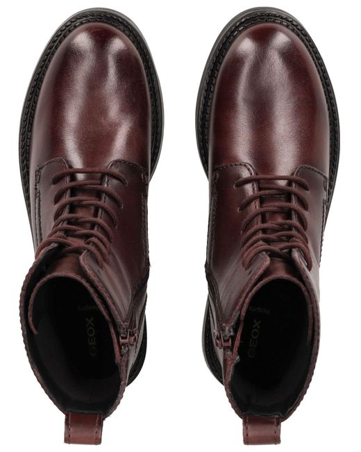 Geox Brown Stiefelette Leder Schnürstiefelette