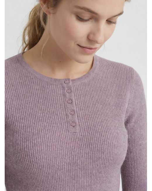 antargo Purple Pullover Basic Longsleeve With Buttons