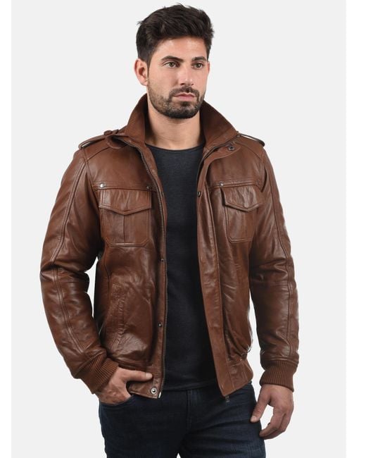 Solid Lederjacke Camash in Brown für Herren