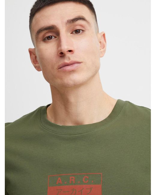 Solid T-Shirt in Green für Herren