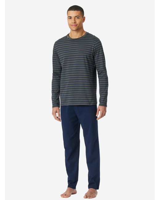 Schiesser Pyjama Lang Casual Essentials in Blue für Herren