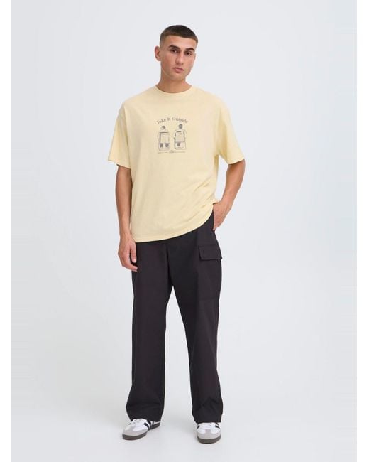 Solid Rundhalsshirt Sdtalon Mit Backprint in White für Herren