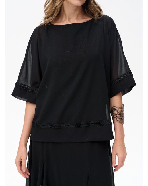 Blue Shadow Black Bluse