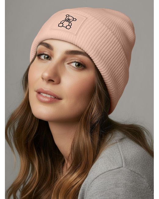 Neverless Mütze Teddy Polygon in Pink für Herren