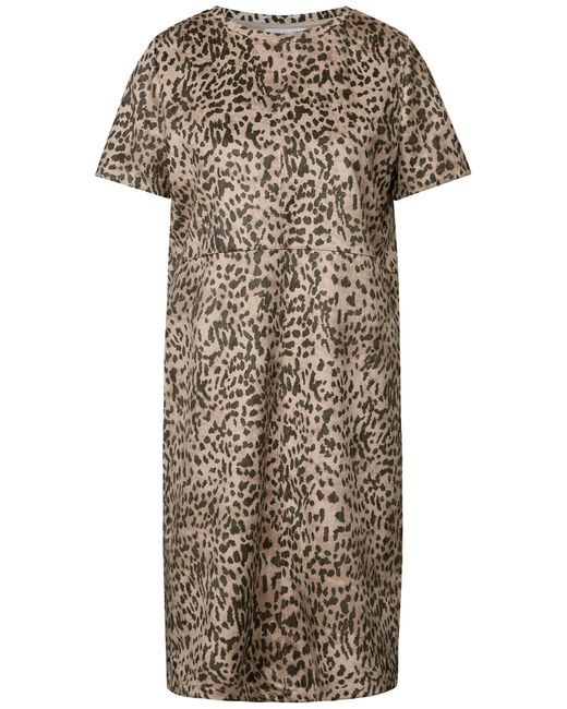 STREET ONE STUDIO Brown Velours-Kleid Mit Leo-Print