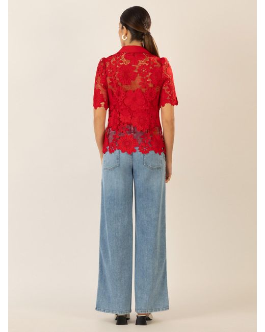 Apart Red Spitzenbluse