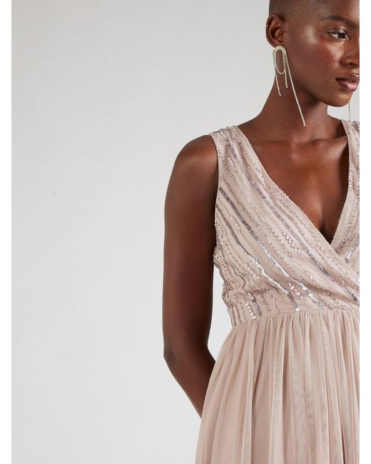 LACE BEADS Kleid millie in Natur Lyst DE