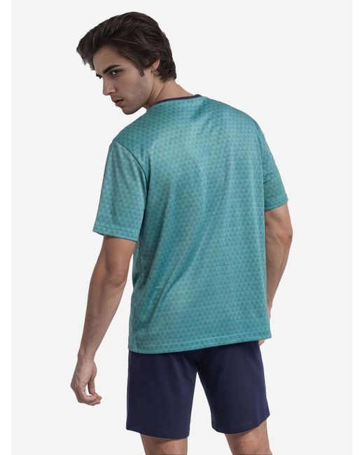 Hajo Pyjama Kurz Klima Light in Blue für Herren
