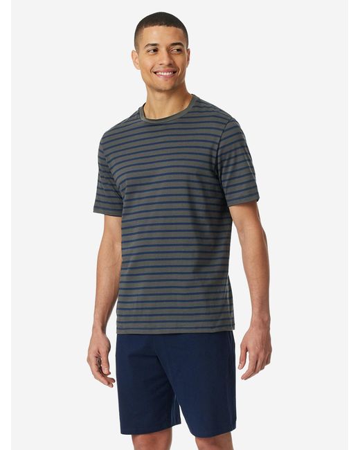 Schiesser Pyjama Casual Essentials in Blue für Herren