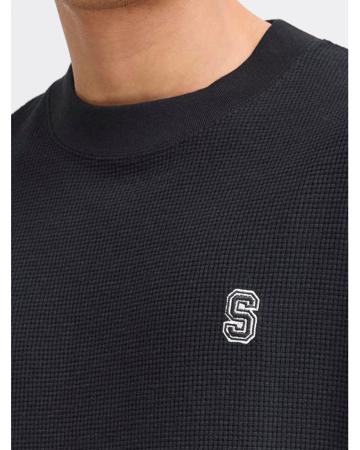 Solid Rundhalsshirt Sdraul in Black für Herren