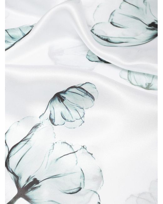 MayTree White Tuch Seidenschal Mohn