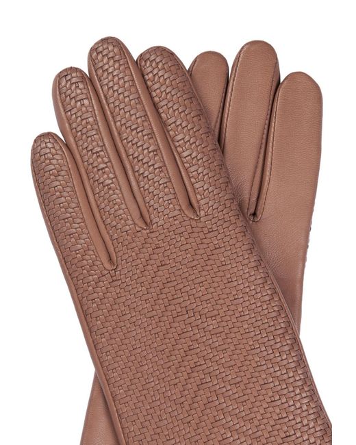 Roeckl Brown Fingerhandschuhe Heringbone Weaving