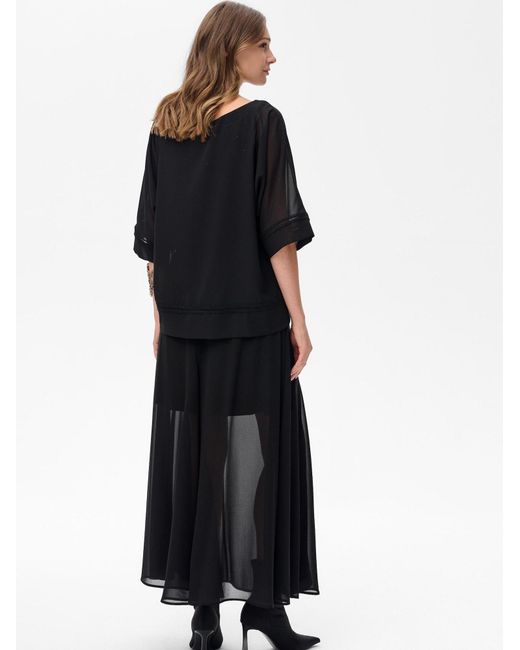 Blue Shadow Black Bluse
