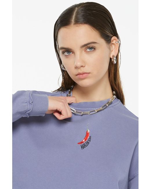 Harlem Soul Blue Lo-La Cropped Sweatshirt Printed