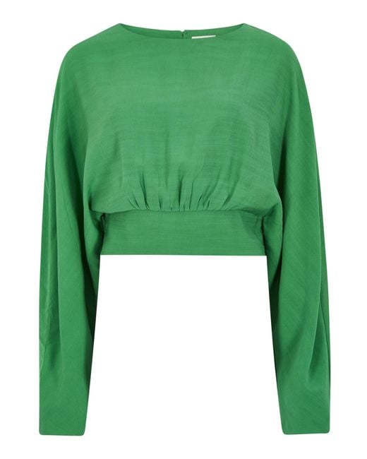 Apricot Green Split Back Crop Top
