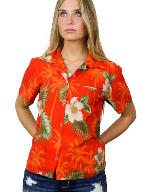 King Kameha Red Bluse Small Flower