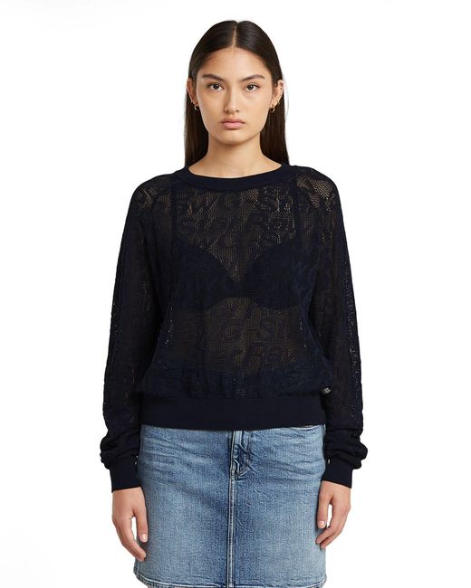 G-Star Blue Knitshirt Pointelle