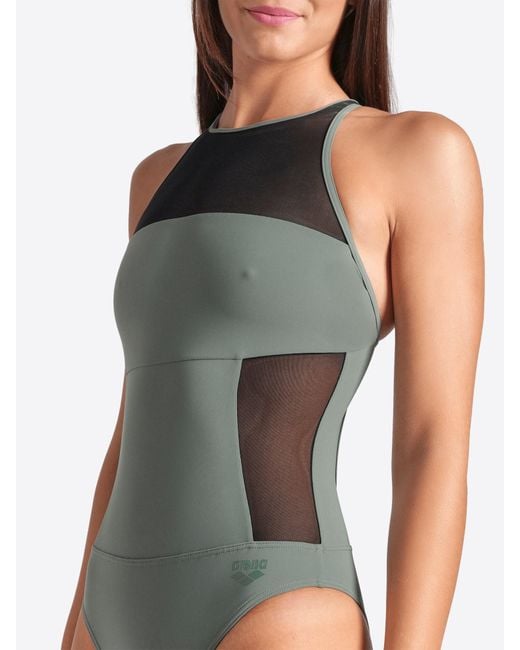 Arena Gray Badeanzug Mesh Panels Pro Back