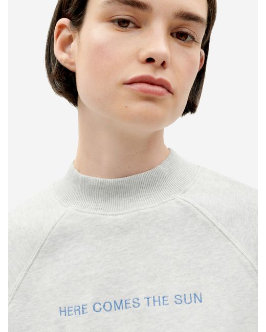Thinking Mu White Sweatshirt 'Here Comes The Sun'