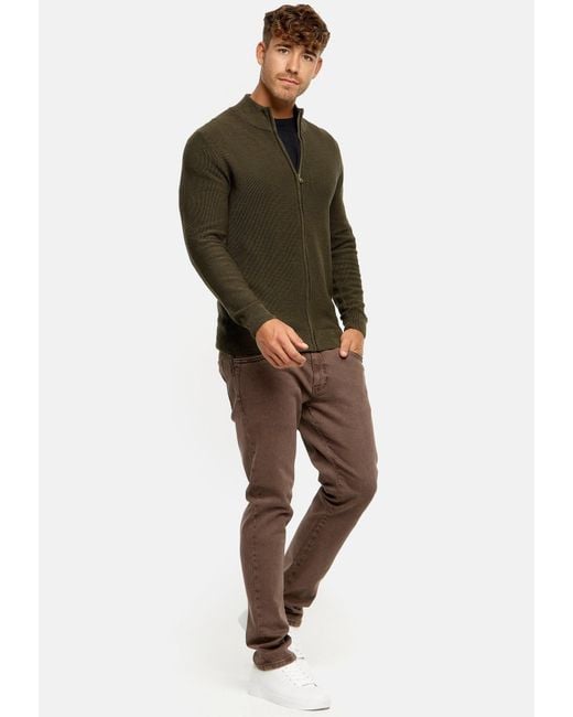INDICODE Strickjacke in Green für Herren