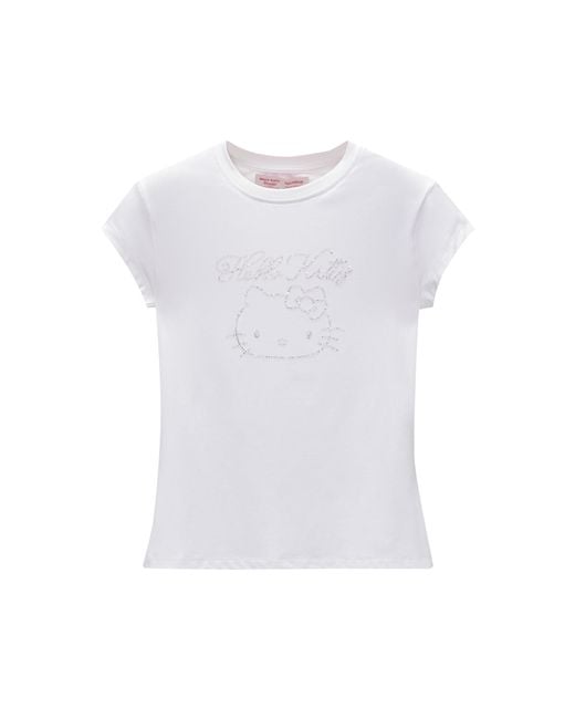 Pull&Bear White T-shirt 'hello kitty'