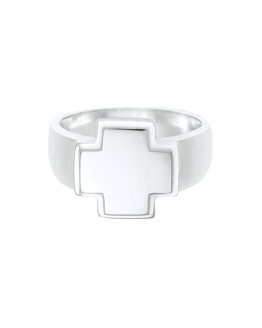 Kuzzoi Ring Kreuz in Metallic für Herren