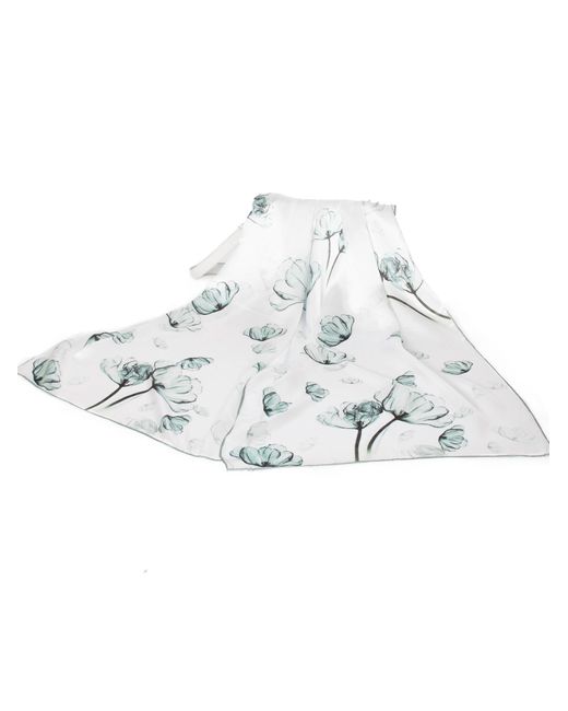 MayTree White Tuch Seidenschal Mohn