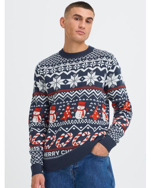 Solid Weihnachtspullover Sdpaja in Blue für Herren