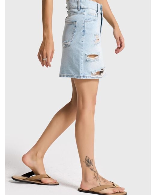 its basic Blue Its Basic Rock Ripped Mini Denim Skirt
