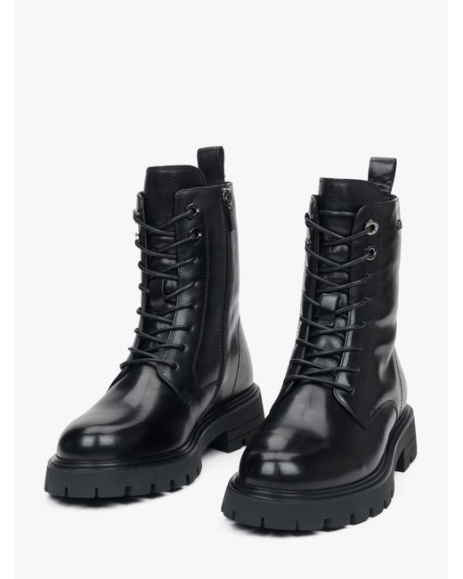 ESTRO Black Schnürstiefelette 4366-7