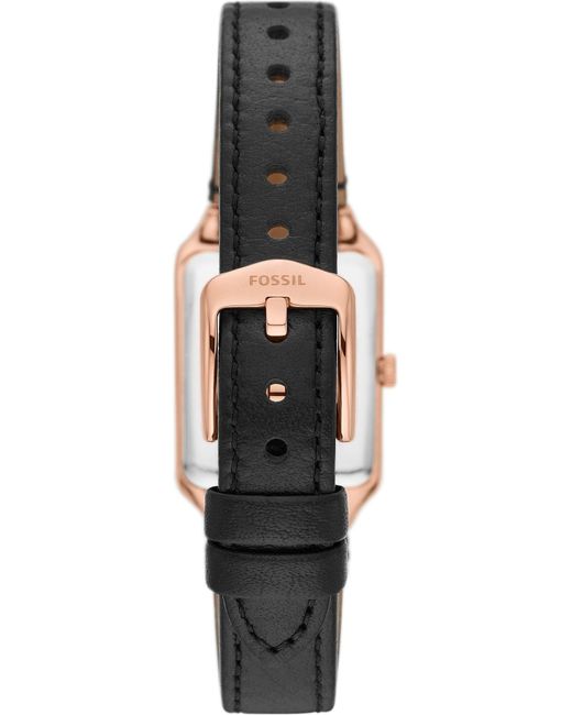 Fossil Black Uhr Raquel quarz/3-Zeiger datum Uhrwerk 23mm Gehäusegröße mit einem litehideTM Lederarmband ES5310