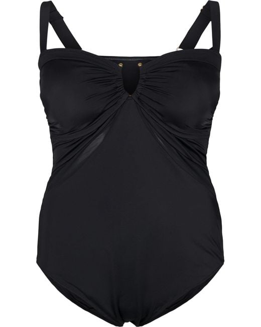 Swim By Zizzi Black Badeanzug 'Sline'