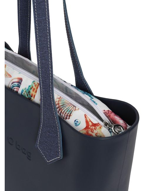 O bag Blue Shopper Tasche Wasserabweisend, Mit Innentasche Mini