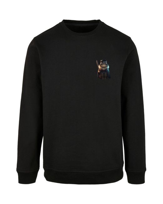 F4NT4STIC Sweatshirt Wizard Cat in Black für Herren