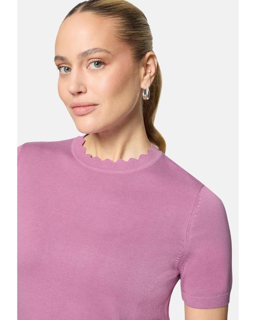 Zero Pink Kurzarmpullover Mit Wellensaum