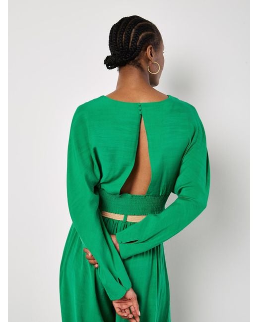 Apricot Green Split Back Crop Top