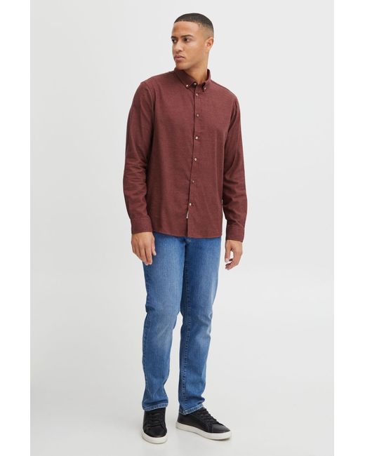 Solid Langarmhemd 'pete' in Red für Herren