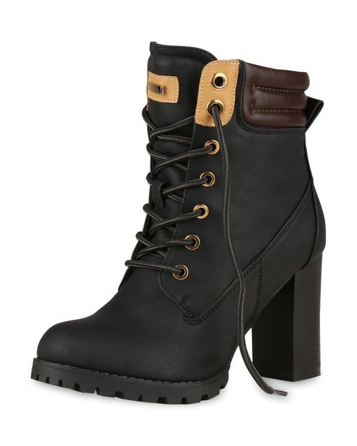 VAN HILL Black Schnürstiefelette 'Elizabeth'