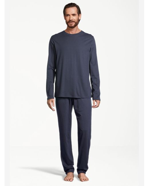 Schiesser Pyjama Lang Night & Home in Blue für Herren