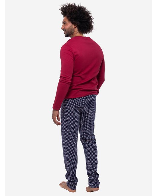 Mey Pyjama Lang Tie Minimal in Red für Herren
