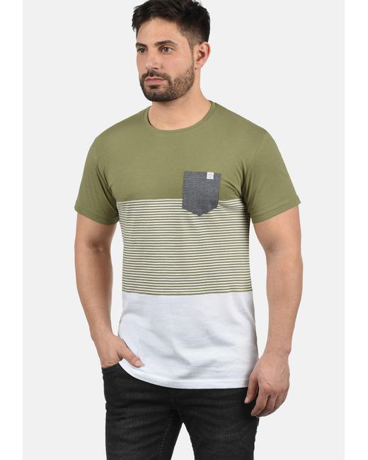 Solid Gestreiftes T-Shirt Malte Mit Brusttasche in Green für Herren
