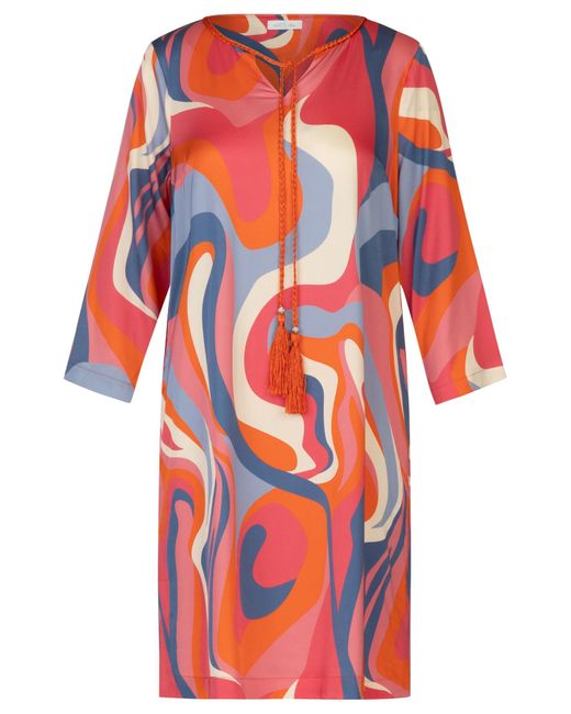 MINT & MIA Red Bedrucktes Viskose Satin Tunika Kleid
