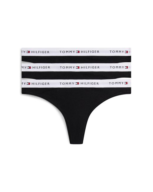 Tommy Hilfiger Black Essential 3Er-Pack Strings Mit Logomuster